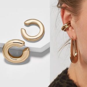 Gold chunky ear cuff set